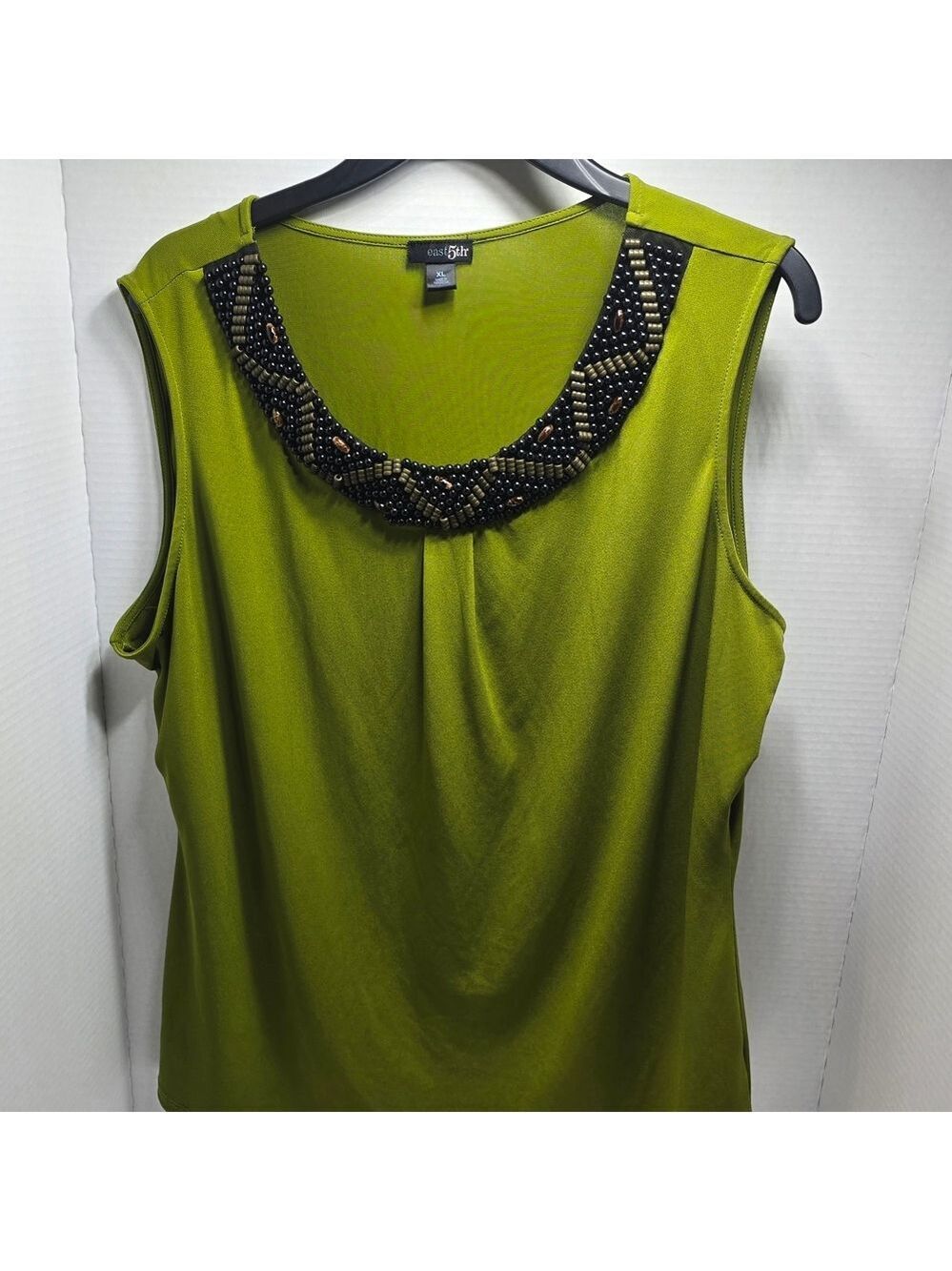 East 5th Olive Beaded Sleeveless Top